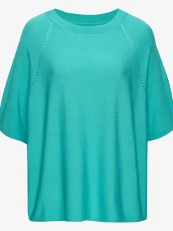T-shirt à manches mi-longues avec motif en tricot ajouré