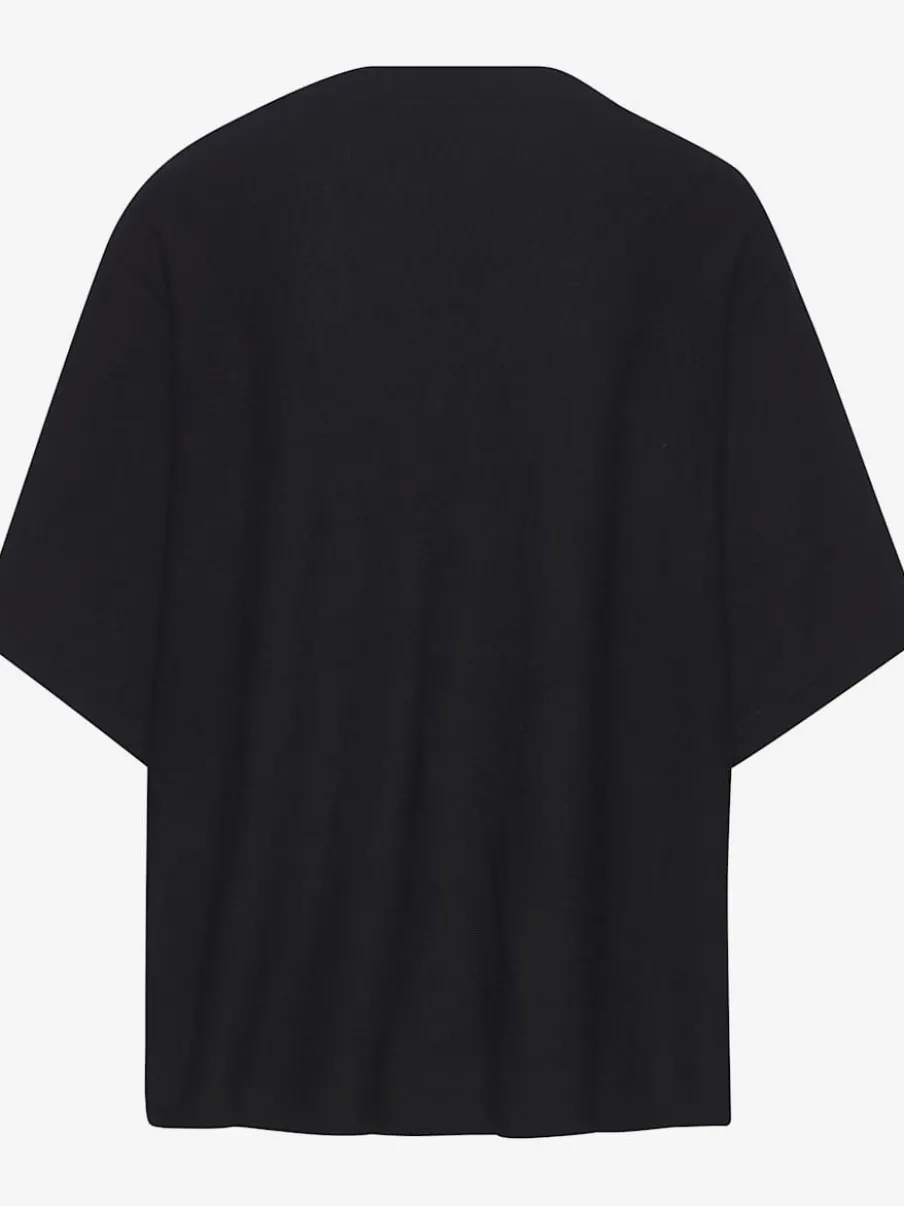 T-shirt à manches mi-longues avec motif en tricot ajouré
