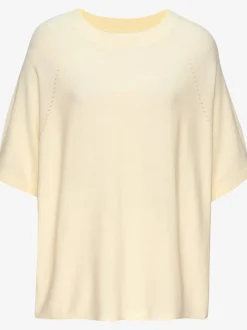 T-shirt à manches mi-longues avec motif en tricot ajouré