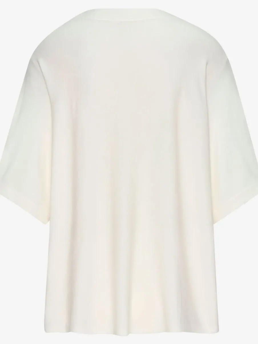 T-shirt à manches mi-longues avec motif en tricot ajouré