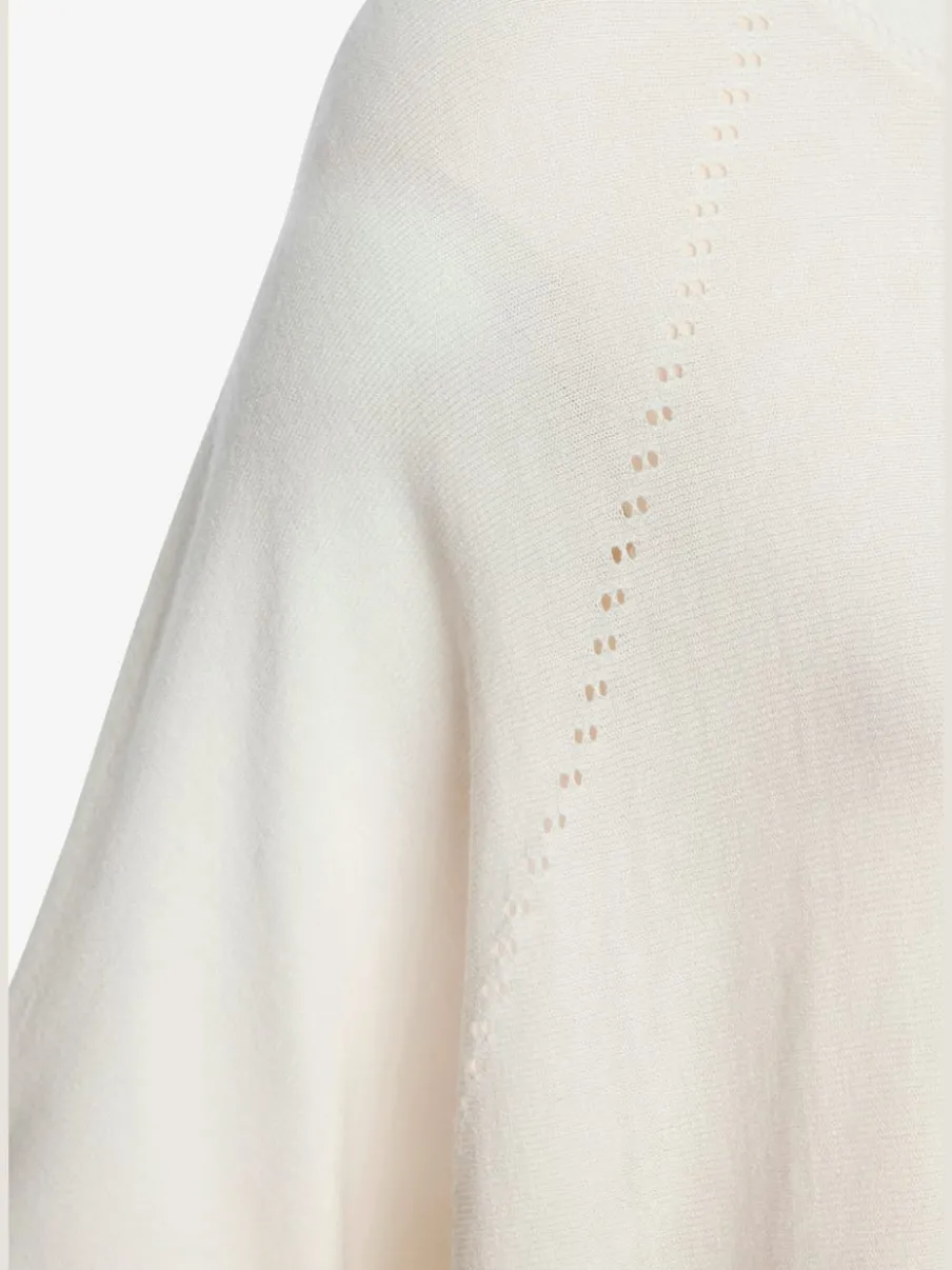 T-shirt à manches mi-longues avec motif en tricot ajouré