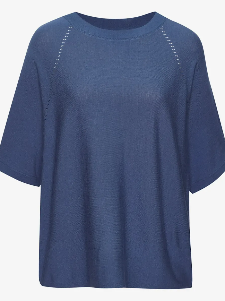 T-shirt à manches mi-longues avec motif en tricot ajouré