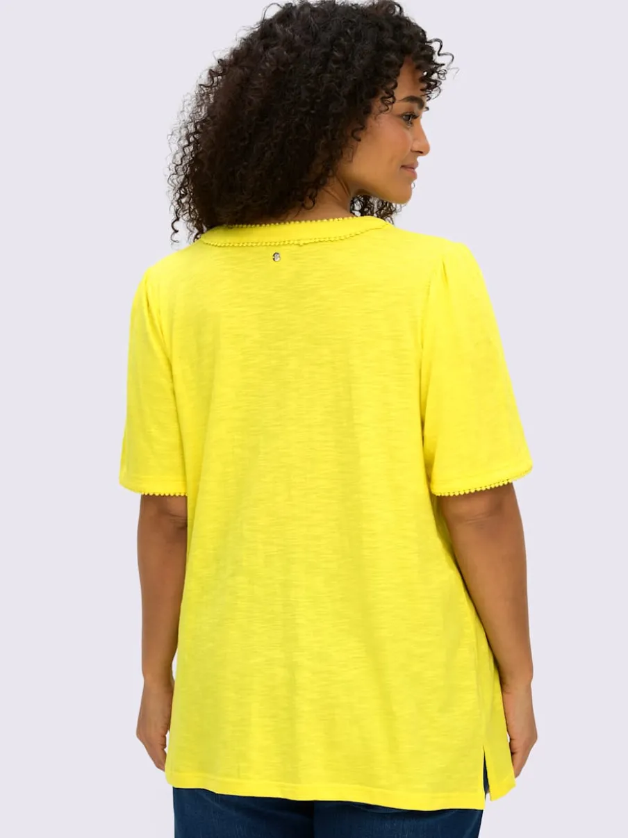 T-shirt à manches mi-longues bordure ajourée qui attire le regard