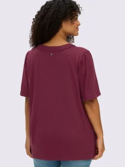 T-shirt à manches mi-longues bordure ajourée qui attire le regard