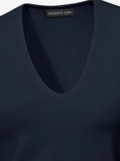 T-shirt à manches mi-longues col en v ajusté doux