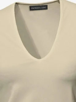 T-shirt à manches mi-longues col en v ajusté doux