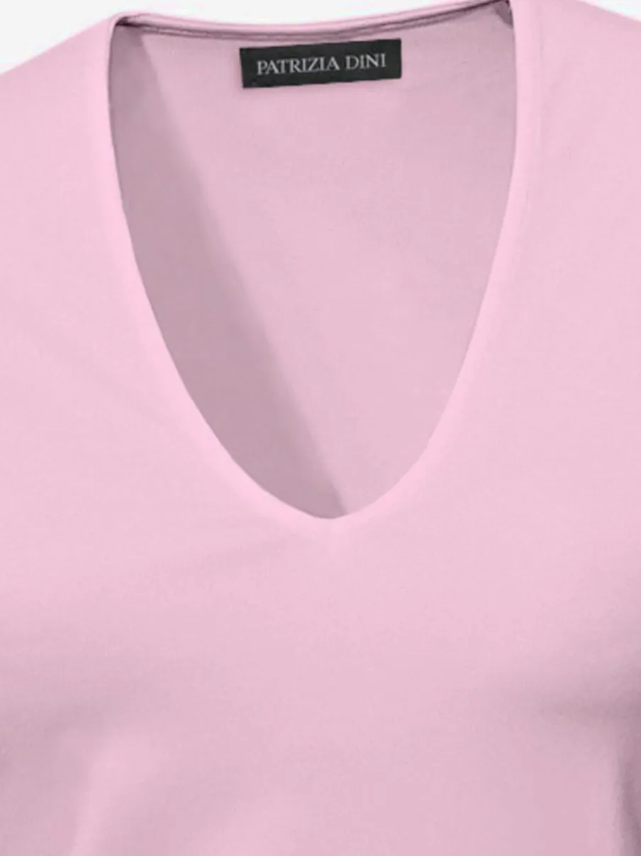 T-shirt à manches mi-longues col en v ajusté doux