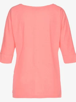 T-shirt à manches mi-longues encolure ronde logo imprimé