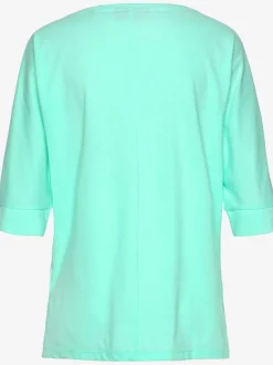 T-shirt à manches mi-longues encolure ronde logo imprimé