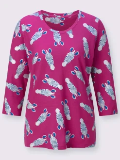 T-shirt à manches 3/4 motif zèbres imprimé brillant