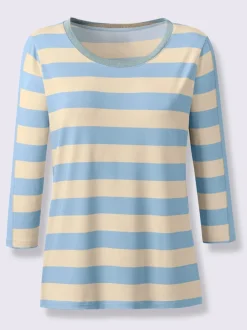 T-shirt à manches 3/4 rayé avec fils brillants