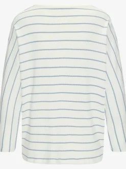 T-shirt à manches 3/4 rayures structurées coupe ample coton viscose