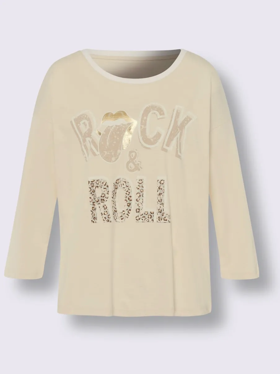 T-shirt à manches trois quarts avec imprimé ROCK AND ROLL