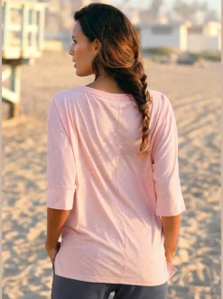 T-shirt à manches trois quarts avec logo devant