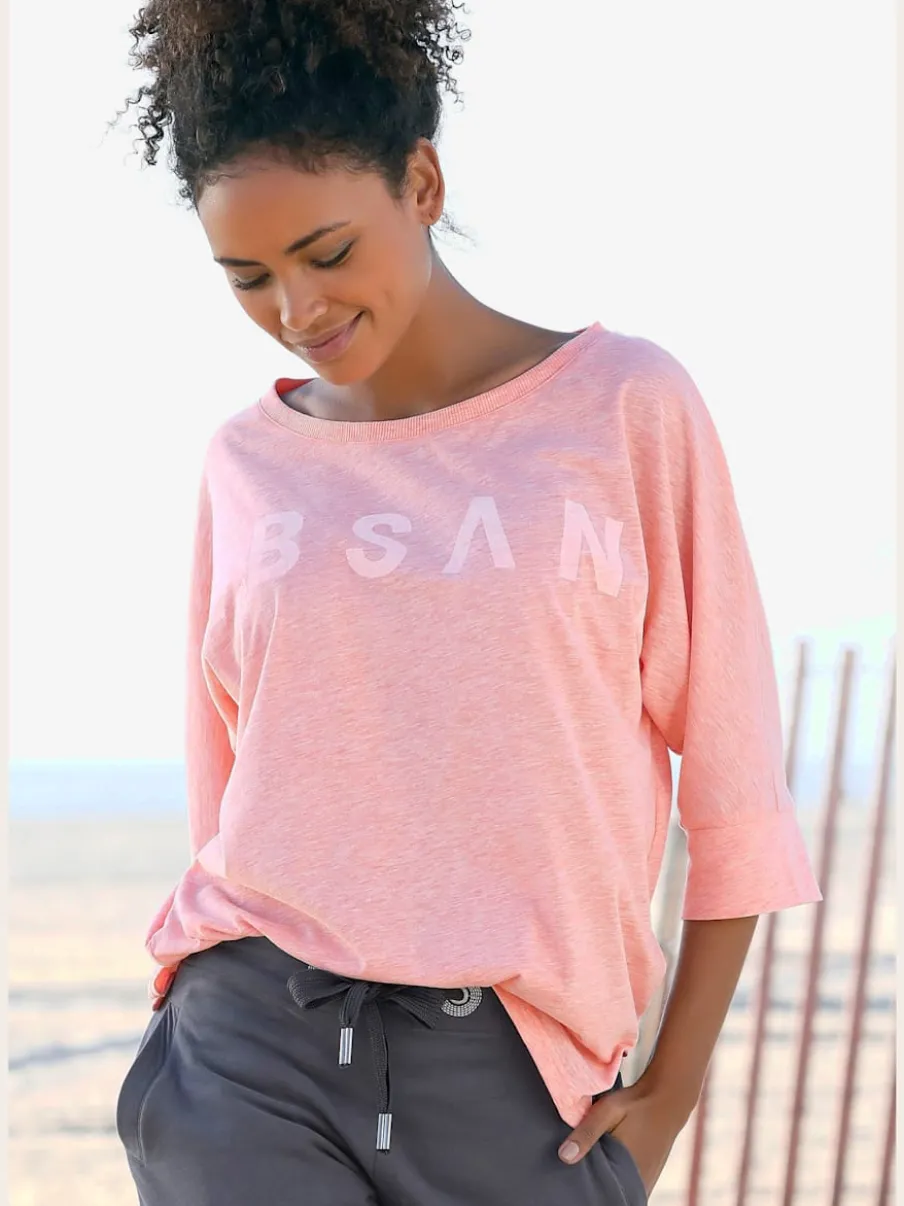 T-shirt à manches trois quarts avec logo devant