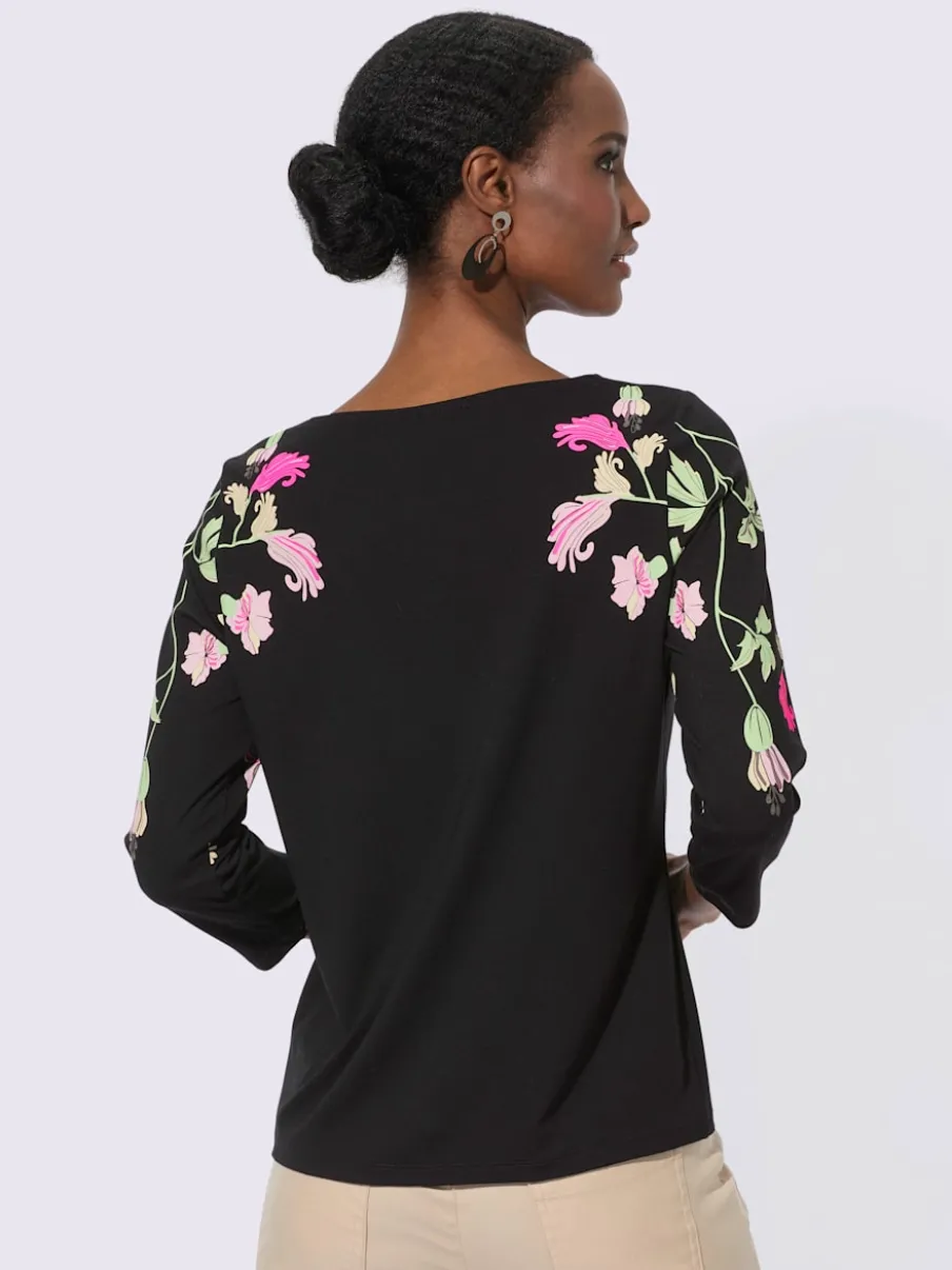 T-shirt à manches trois quarts motifs floraux en viscose ECOVERO