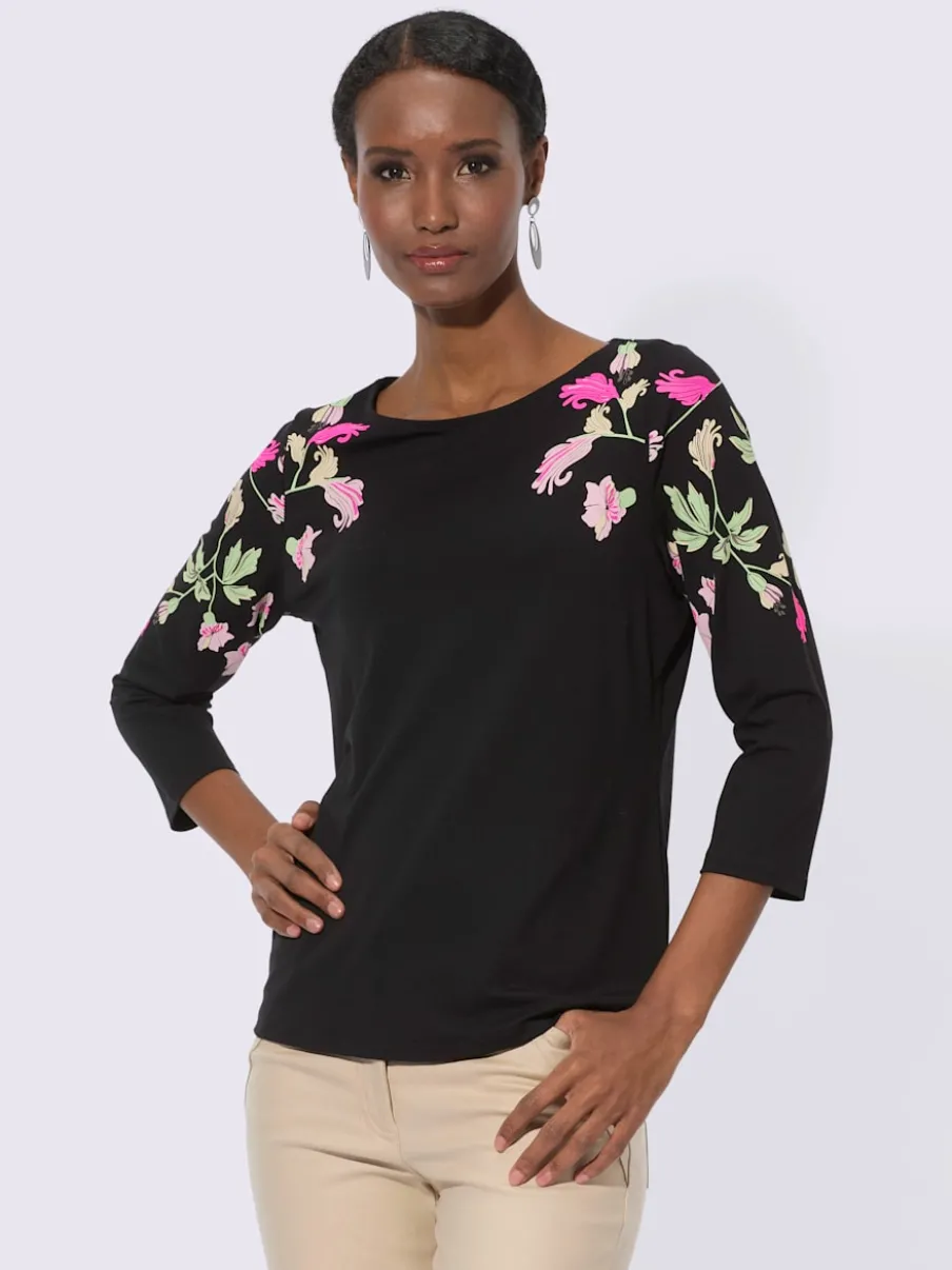 T-shirt à manches trois quarts motifs floraux en viscose ECOVERO