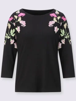 T-shirt à manches trois quarts motifs floraux en viscose ECOVERO