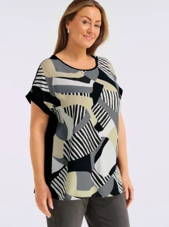 T-shirt mélange de matières : jersey et qualité chemisier tissée