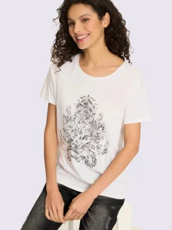 T-shirt moderne en coton avec imprimé feuille graphique