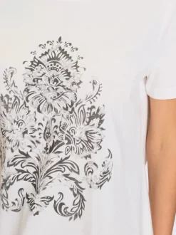 T-shirt moderne en coton avec imprimé feuille graphique