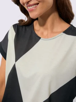 T-shirt à motif color block encolure ronde mancherons