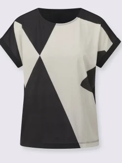 T-shirt à motif color block encolure ronde mancherons