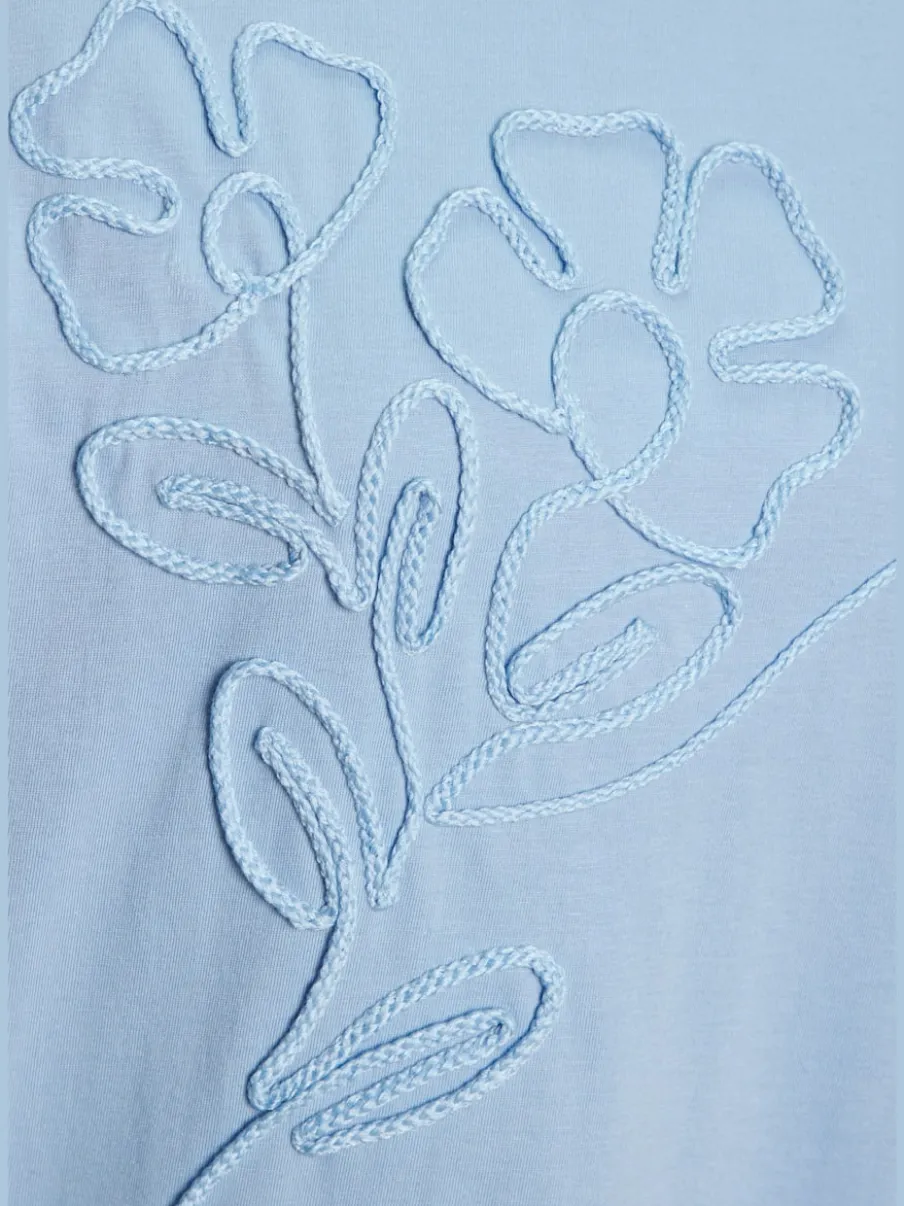 T-shirt à motif floral brodé avec mancherons en coton biologique