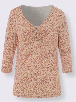 T-shirt à motifs mille fleurs avec manches trois quarts.
