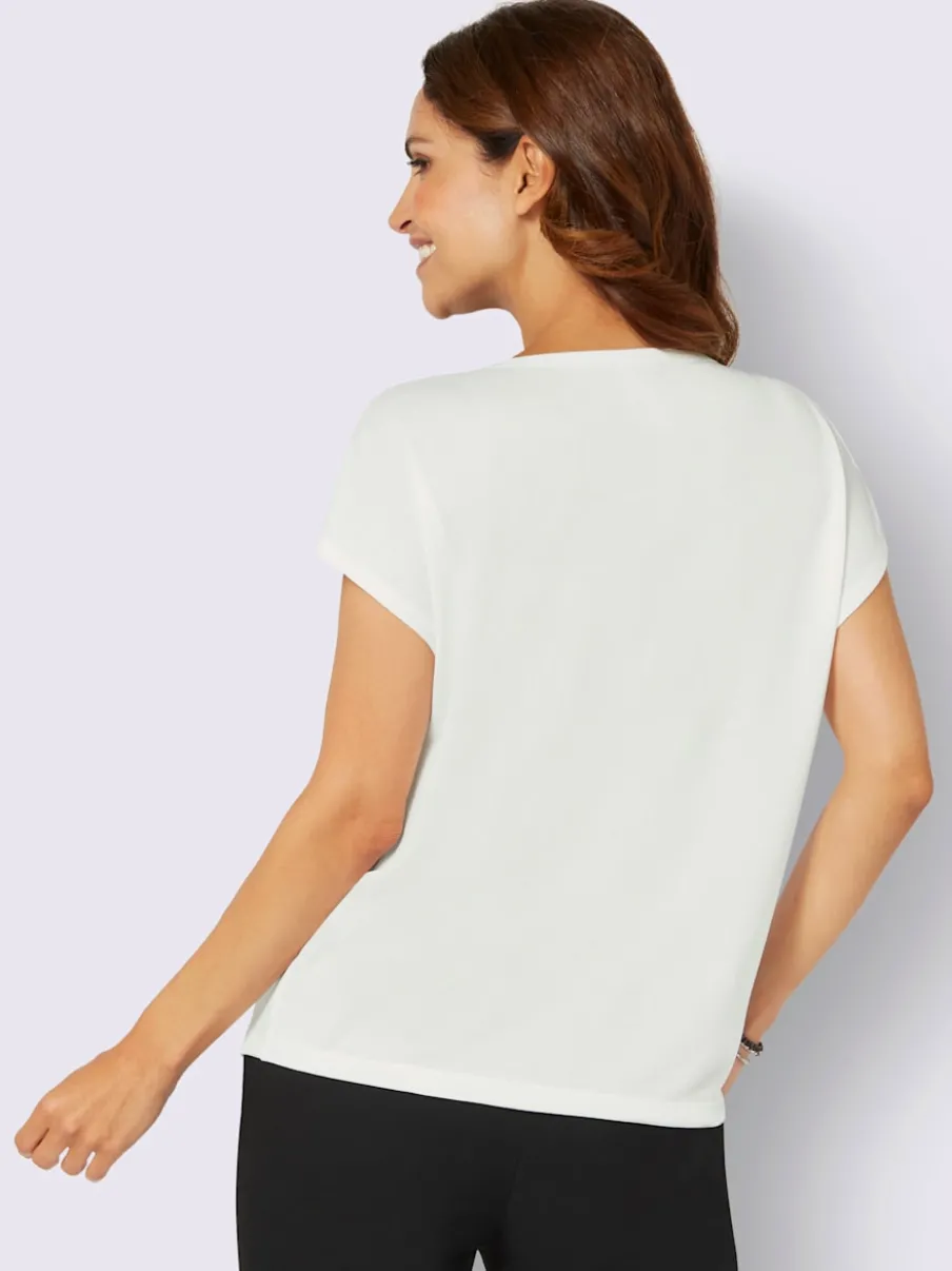 T-shirt orné de floral et pierres brillantes devant
