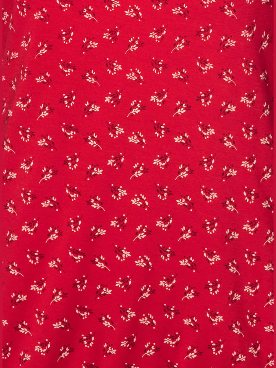 T-shirt à petits nœuds et découpe aux manches avec motif floral