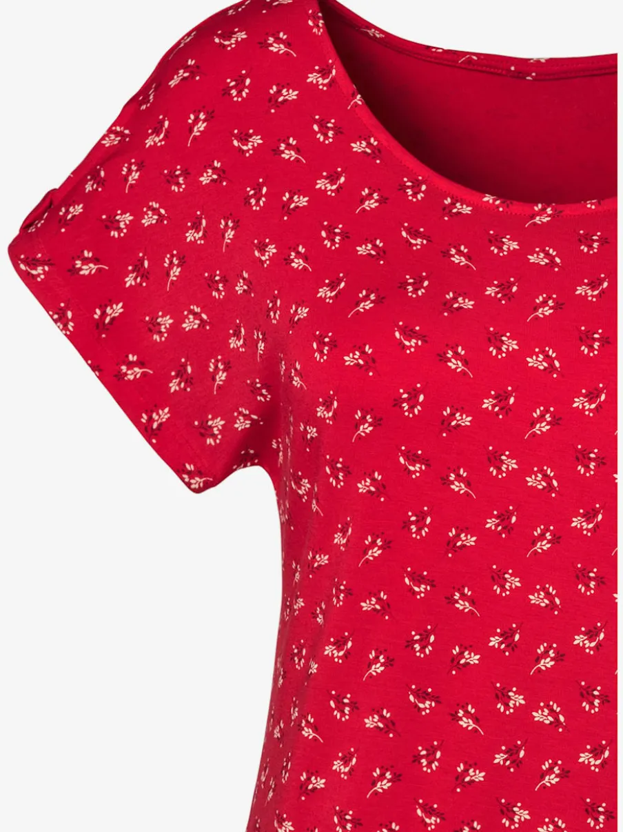 T-shirt à petits nœuds et découpe aux manches avec motif floral