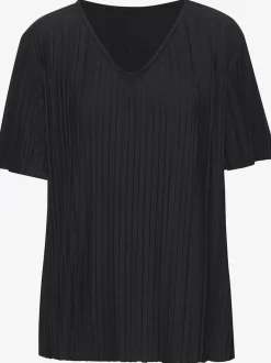 T-shirt plissé avec encolure V et manches courtes