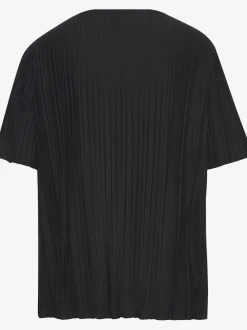 T-shirt plissé avec encolure V et manches courtes