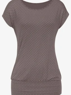 T-shirt à pois avec encolure large et manches courtes