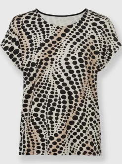 T-shirt à pois doux avec encolure ronde mancherons