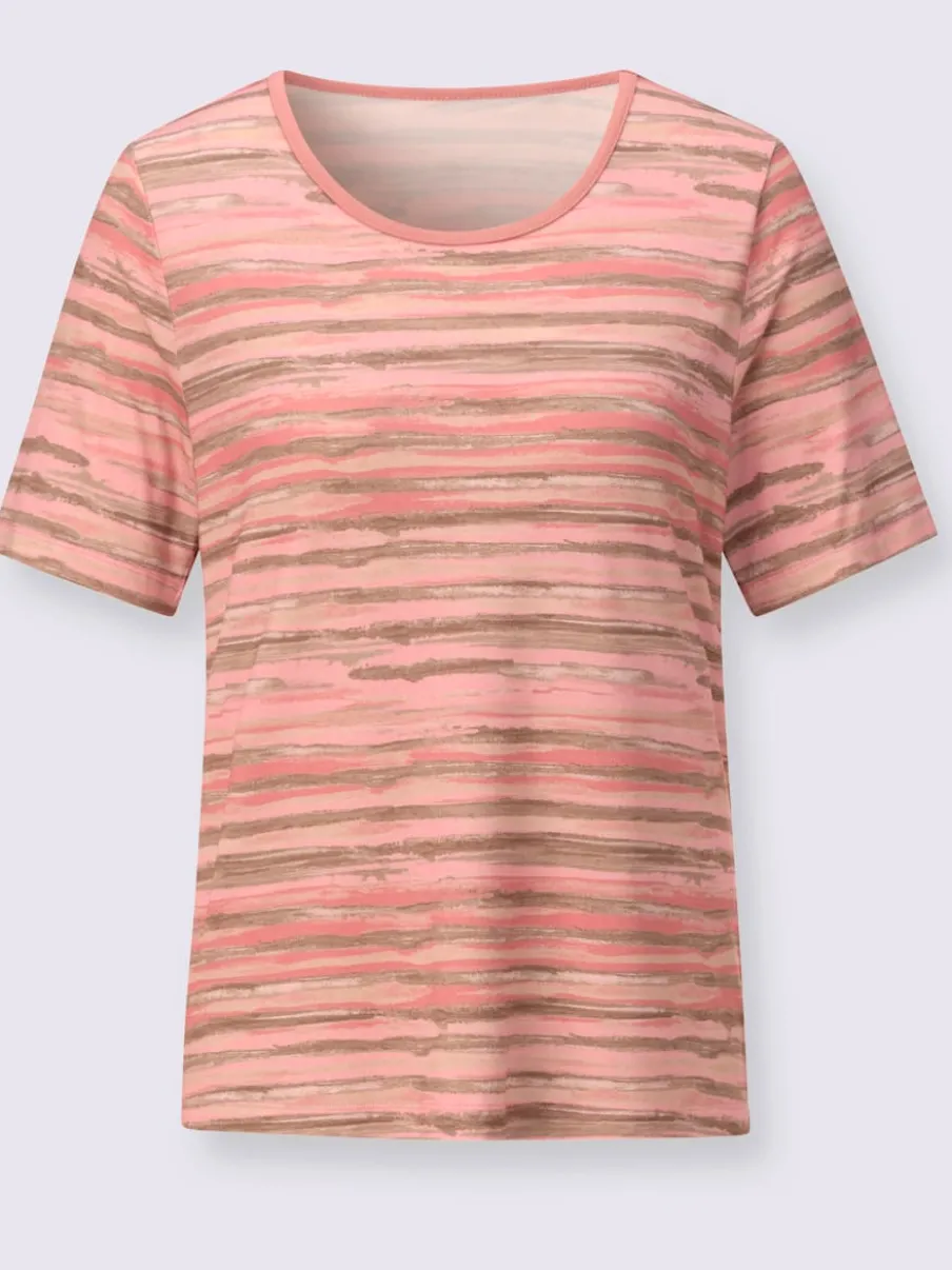 T-shirt rayé avec col rond et manches courtes
