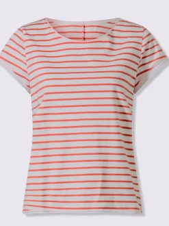 T-shirt rayé à col rond et manches courtes en coton