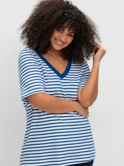 T-shirt rayé col v