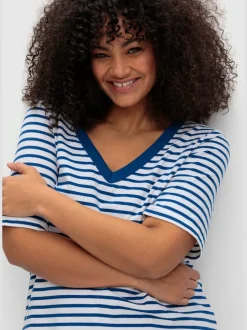 T-shirt rayé col v