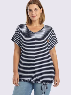 T-shirt rayé encolure en v affinante