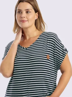T-shirt rayé encolure en v affinante