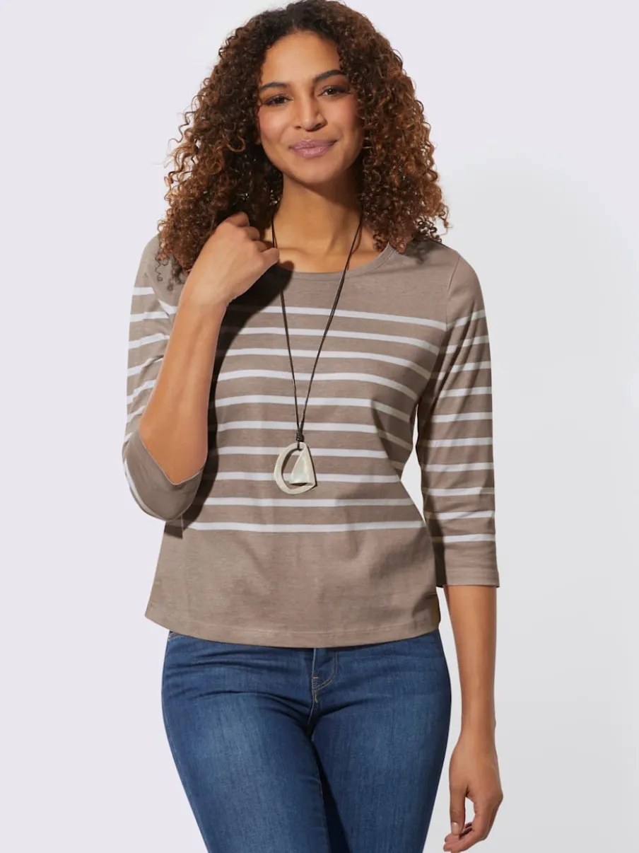 T-shirt rayé manches 3/4 en jersey léger certifié GOTS