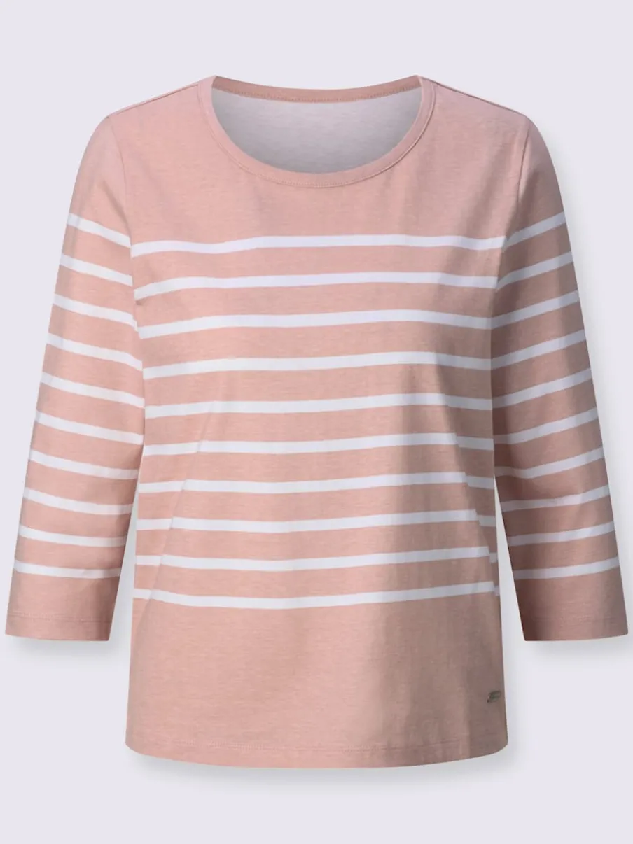 T-shirt rayé manches 3/4 en jersey léger certifié GOTS