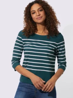 T-shirt rayé manches 3/4 en jersey léger certifié GOTS