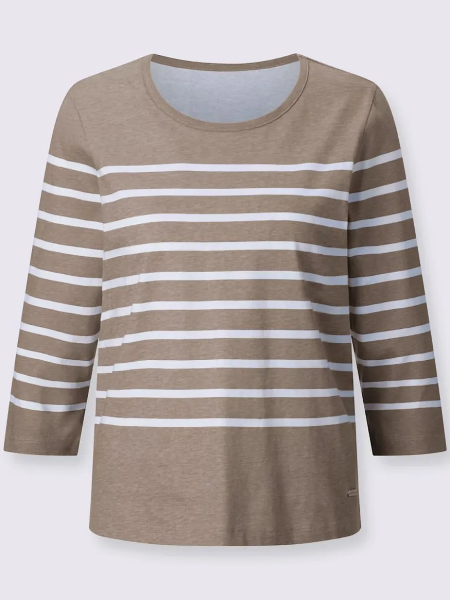 T-shirt rayé manches 3/4 en jersey léger certifié GOTS