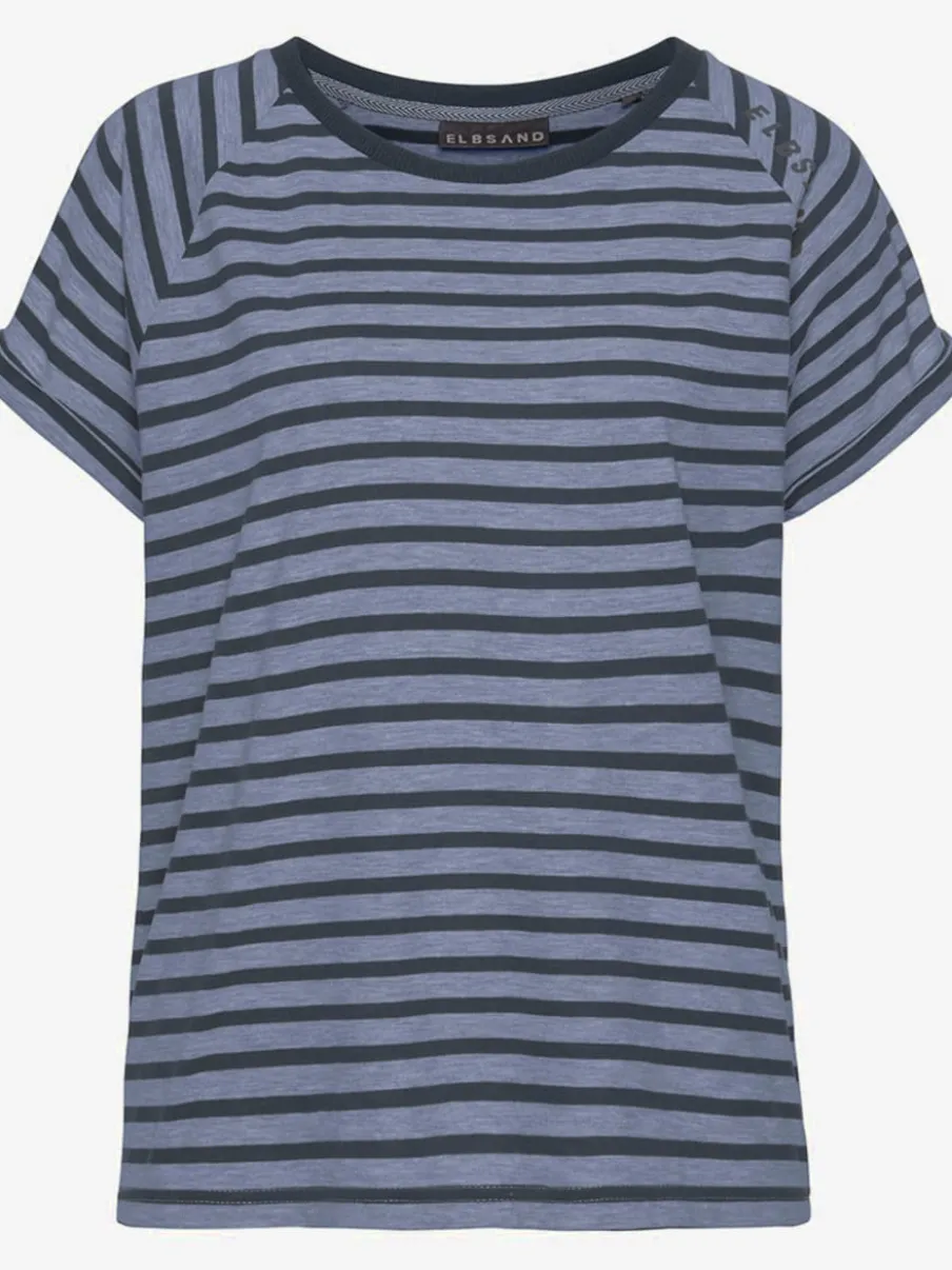 T-shirt à rayures avec encolure ronde et manches courtes