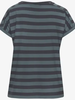 T-shirt à rayures avec encolure ronde et manches retroussables
