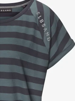 T-shirt à rayures avec encolure ronde et manches retroussables