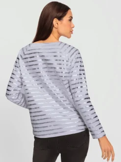 T-shirt à rayures avec encolure ronde et manches longues